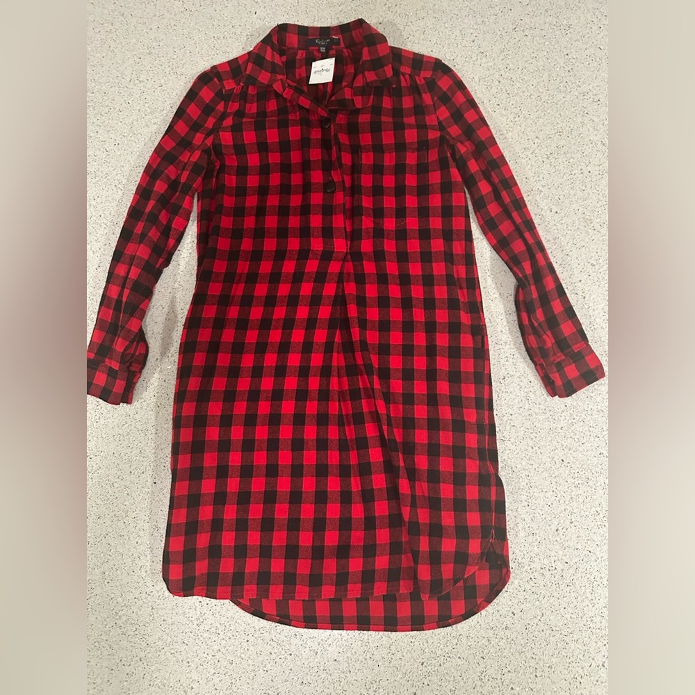 Madewell Buffalo Check Plaid Red and Black Tunic Dress XXS NWT